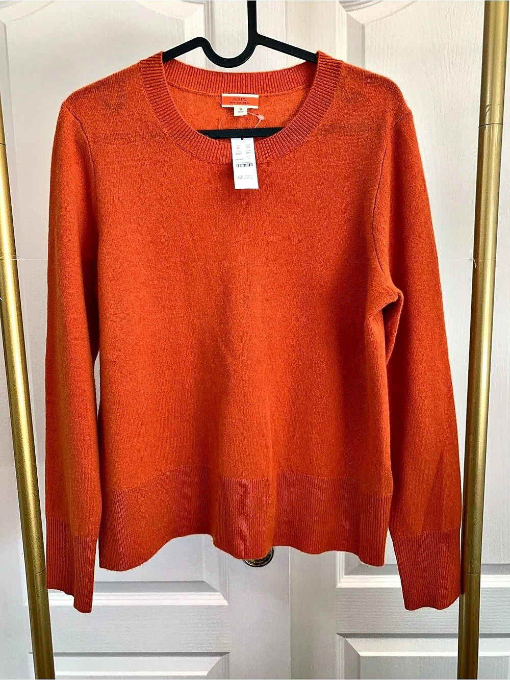 J.Crew Cashmere Classic-Fit Crewneck Sweater Cashmere Crewneck in Orange Size S